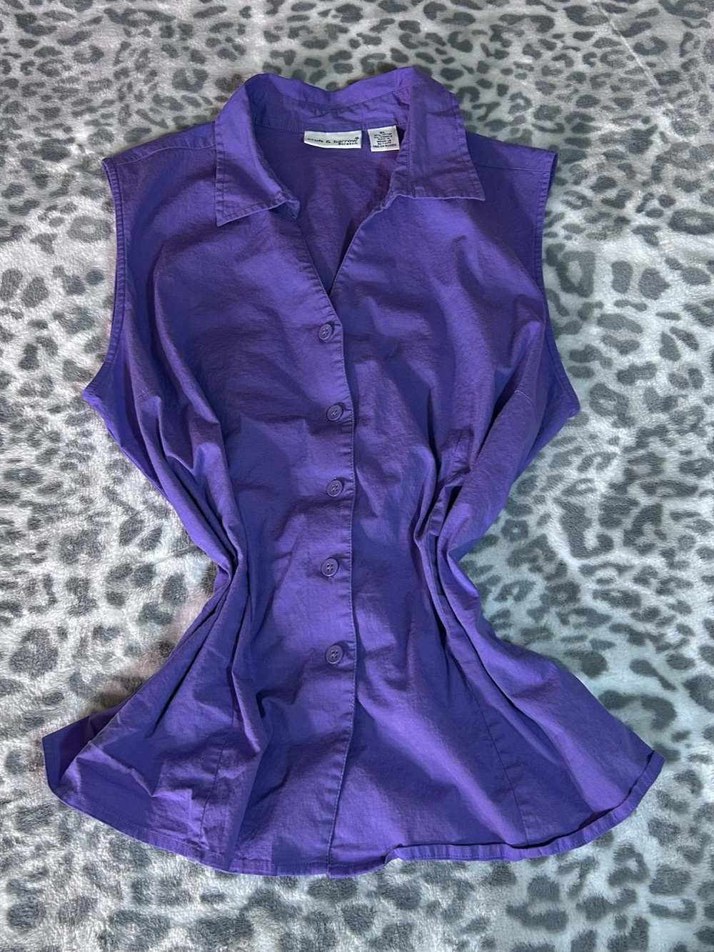 croft & barrow Sleeveless Button Front Top in Purple Size XL
